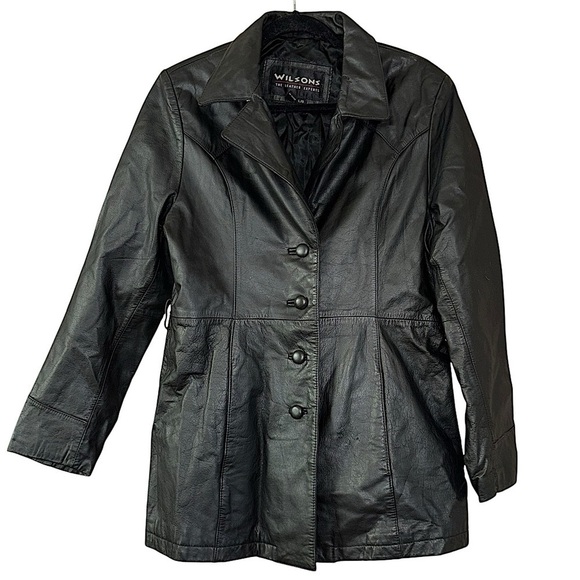 Wilson’s Leather Vintage Jacket Button Down Women’s L Mob Wife Y2K Winter Coat - Picture 1 of 16